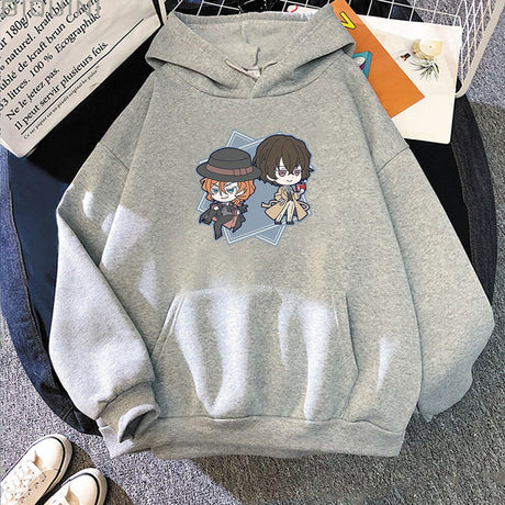 Bungo Stray Dogs Hoodie Japanese Anime Chuuya Nakahara Dazai Hoody New Women Hip Hop Harajuku Long Sleeve Sweatshirts Streetwear, everything animee