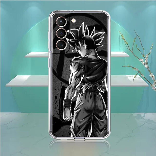 Dragon ball z black and white Soft Case For Samsung Galaxy S22 S20 S21 S10 S9 S8 Plus FE Note 20 Ultra 10 Lite 9 Luxury Cover Coque Comics Line Sketch, everythinganimee