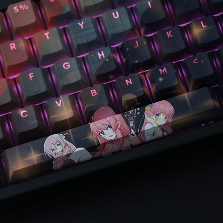 108 Keys PBT Dye Subbed Keycaps Cartoon Anime Gaming Key Caps BOCCHI THE ROCK Hitori Gotoh Backlit Keycap For ANSI Layout, everythinganimee