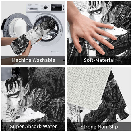 Berserk Guts Griffith Behelit Manga Non-slip Doormat Kentaro Miura Bath Bedroom Mat Welcome Carpet Flannel Pattern Decor, everythinganimee