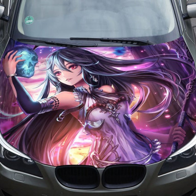 Car hood wrap decal anime girl gun vinyl sticker graphic decal truck decal truck graphic bonnet decal Car CUSTOM Any Car DIY, everythinganimee