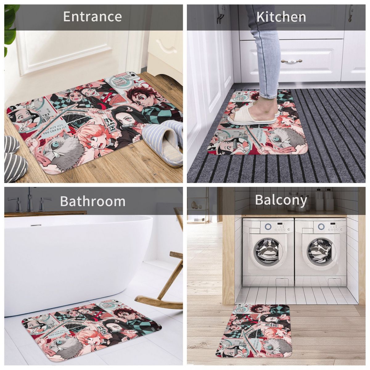 Demon Slayer Kimetsu no Yaiba Anime Non-slip Doormat Bath Mat 8 Floor Carpet Welcome Rug Indoor Decorative, everythinganimee