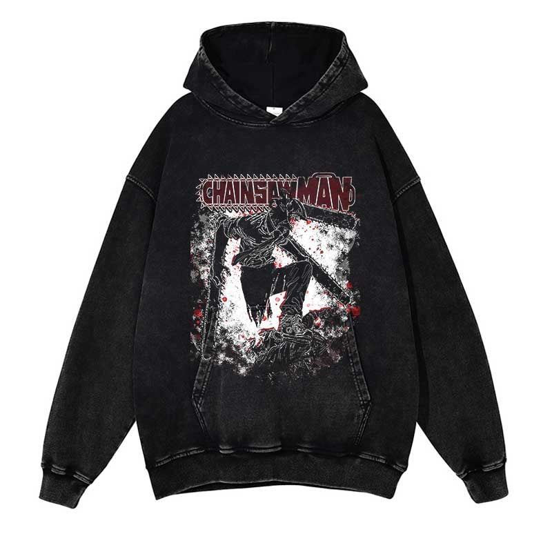 Cotton Vintage Japanese Anime Chainsaw Man Graphics Pullover Cartoon Anime Hoodie Streetwear Men Hip Hop Harajuku Hoodie, everythinganimee