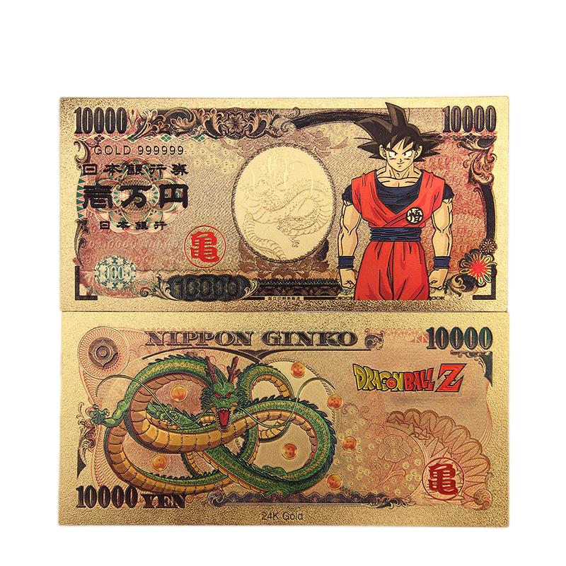 Dragon Ball Z Manga Anime Goku Figure Collection Gold Commemorative Banknote Collection Manga Peripherals Best Gifts