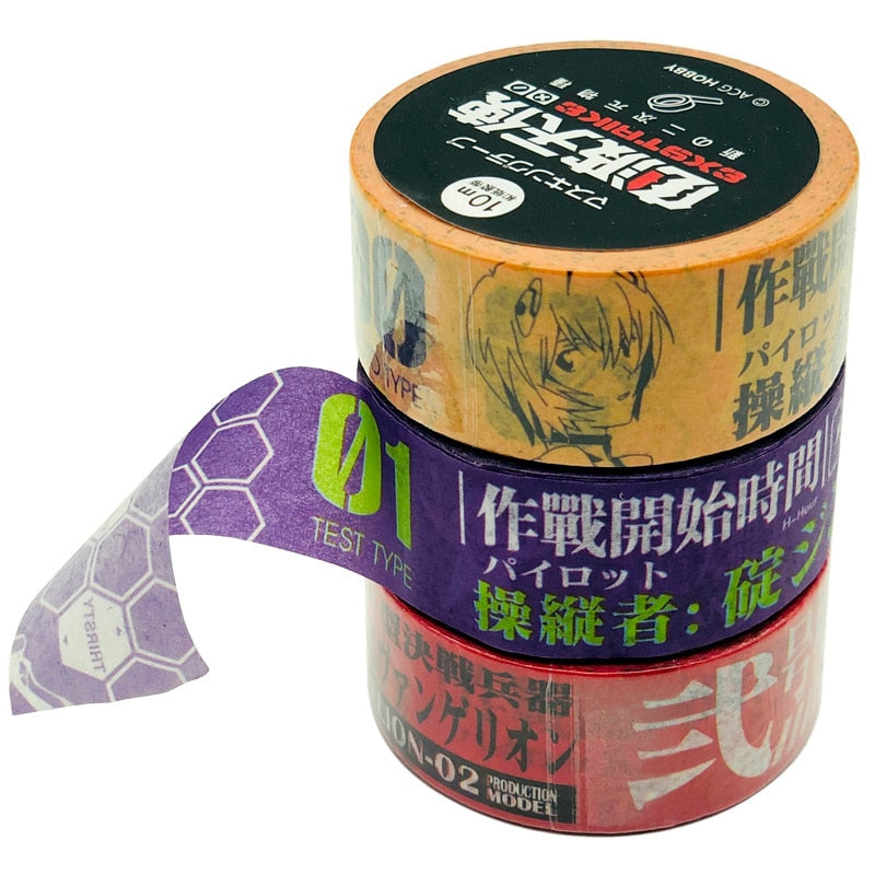 Neon Genesis Evangelion Tape Anime Decoration Tape Paper Cartoon Sticker Masking Tape Scrapbooking School Stationary Office Supplies Gift, everythinganimee