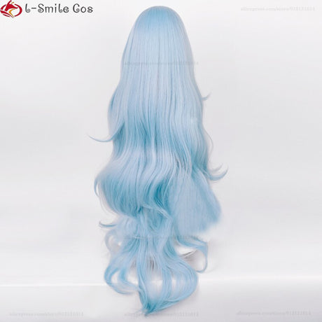 High Quality Anime EVA 100cm Long Ayanami Rei Cosplay Wig Cyan Blue Curly Hair Heat Resistant Halloween Party Wigs + Wig Cap