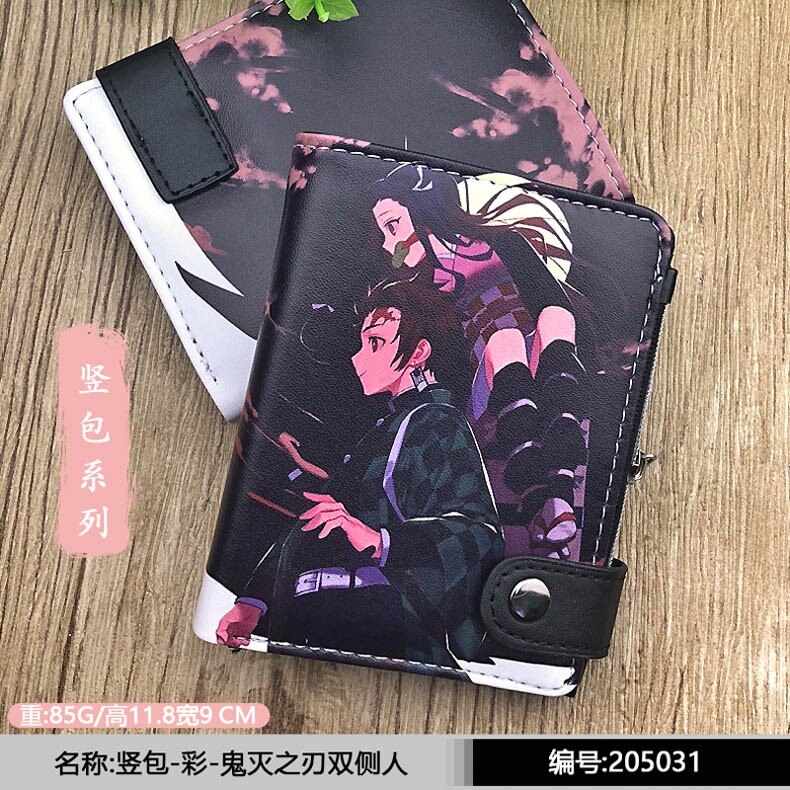 Anime Demon Slayer Soft Button Wallet Tomioka Giyuu Zipper Coin Card Purse, everythinganimee