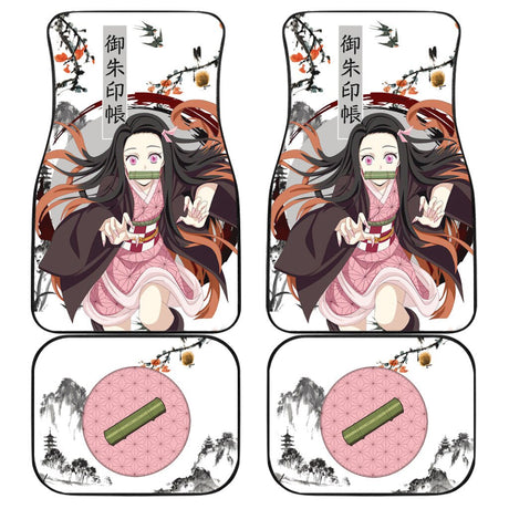 Demon Slayer Kamado Nezuko and other characters Car Floor Mats Custom Demon Slayer Anime Car Accessories 4PCs Pack, everythinganimee