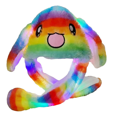 Bunny Ear Move Glowing Hat Anime Rabbit Led Light Jumping Funny Plush Ear Moving Cartoon Hat for Kids Girls Cosplay Party Cap, everythinganimee