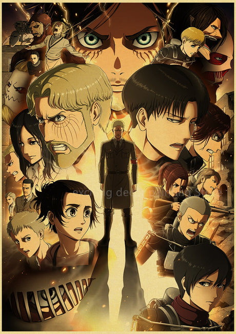 Attack on Titan Anime Posters Levi Retro Kraft Paper DIY Vintage Room Home Bar Cafe Decor Gift Print Aesthetic Art Wall Painting