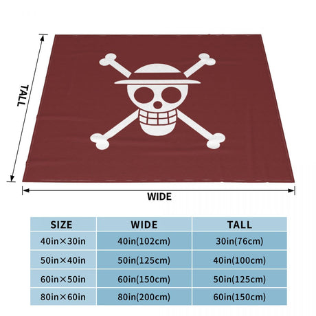 Staw Hat Pirates Jolly Roger Anime Blankets Flannel Summer One Piece Lightweight Throw Blanket for Home Bedroom Plush Thin Quilt, everythinganimee