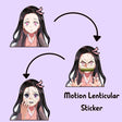 Demon Slayer Kamado Nezuko Motion Car Sticker Lenticular Sticker Waterproof Decals for Suitcase,Laptop, Refrigerator, Etc Gift, everythinganimee