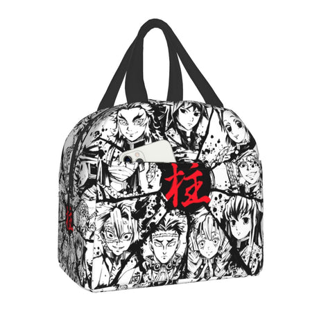 Demon Slayer Muichiro Tokito Insulated Lunch Bag for Women Kimetsu No Yaiba Cooler Thermal Bento Box School Food Storage Bag, everythinganimee