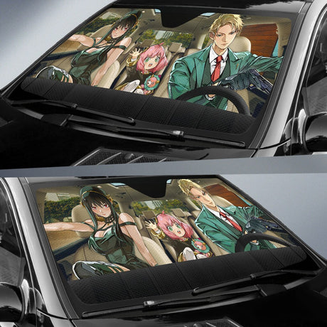 Spy X Family Loid Yor And Anya Hot Anime Car Auto Sunshades, everythinganimee