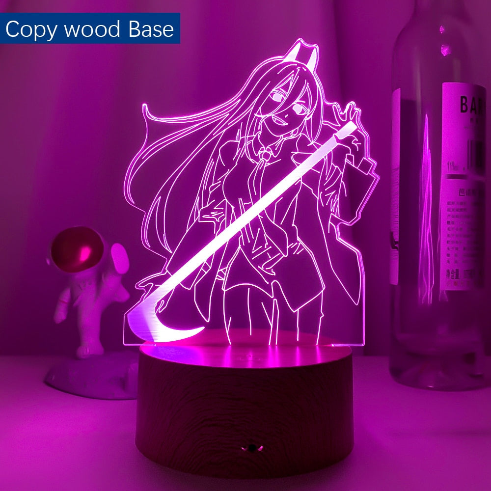 Japanese Anime Chainsaw Man 3D Character Model LED Night Light Game Room Bedroom Decoration Table Lamp Atmosphere Light