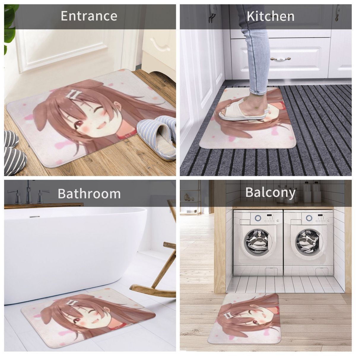 Hololive Kawaii Virtual Idol Non-slip Doormat Inugami Korone Wink Shy Carpet Living Room Kitchen Mat Welcome Indoor Pattern, everythinganimee