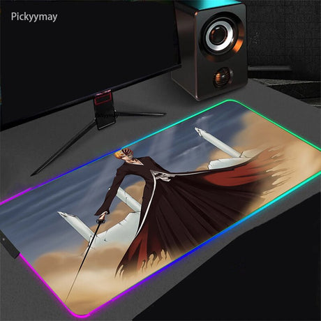 Anime BLEACH Mouse Pad RGB Mousepad With Backlight XXL Laptop Table Pads Desk Carpet Office PC Gaming Accessories LED Mouse Mat