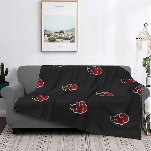 Akatsuki Cloud Blankets Velvet Print Anime Konoha Neji Breathable Lightweight Throw Blankets for Sofa Outdoor Bedspreads, everythinganimee