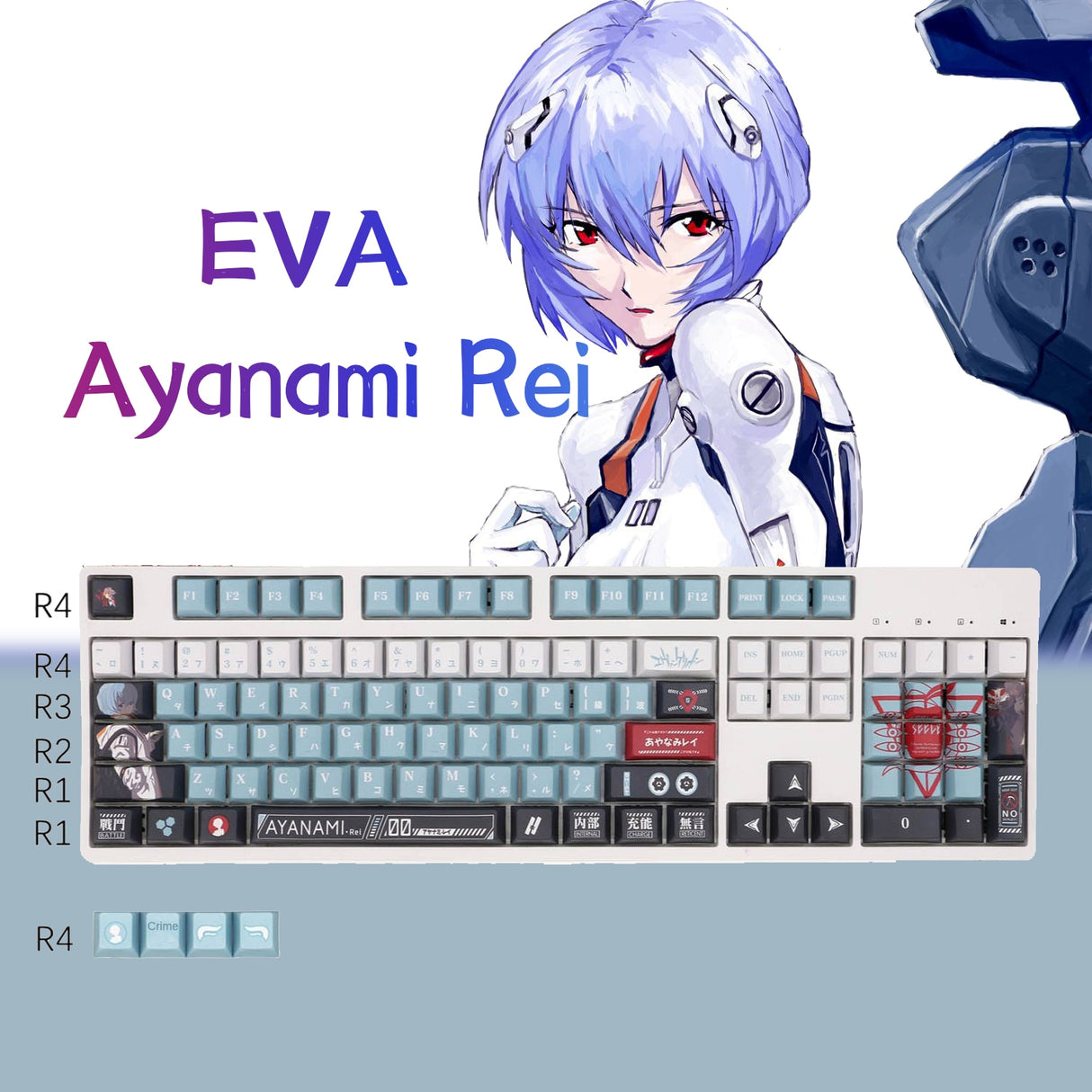 108/142 keys EVA zero machine EVA Ayanami sublimation keycap Cherry Profile keycaps cool design mechanical keyboard cap, everythinganimee