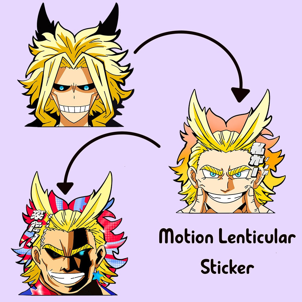 My Hero Academia ALL Might Motion Car Sticker Lenticular Sticker Boku No Hereo Waterproof Decals for Laptop,Refrigerator,Etc, everythinganimee