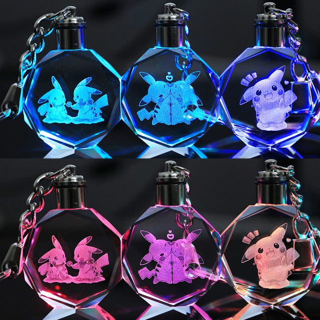 23style Pokemon Anime Figure Pikachu Togepi Charizard Eevee Crystal Luminous Keychain Pendant Children's Toy Birthday Gifts, everythinganimee