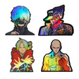 Saitama kaneki ken JOJO Edward Elric 4 piece/set Holographic Stickers Anime Laser Stickers Waterproof for Car Laptop Wholesale, everythinganimee