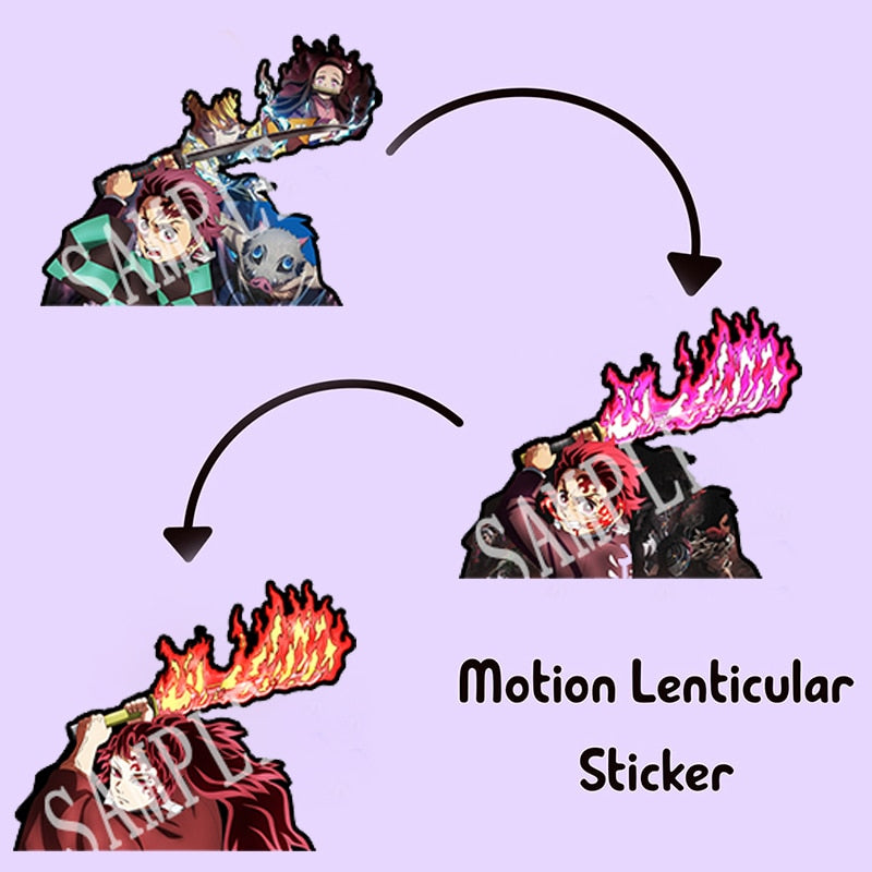 Demon Slayer Yoriichi/Tanjirou Motion Sticker Anime Lenticular Waterproof Decals for Car,Suitcase,Laptop,Refrigerator,Etc. Gift, everythinganimee