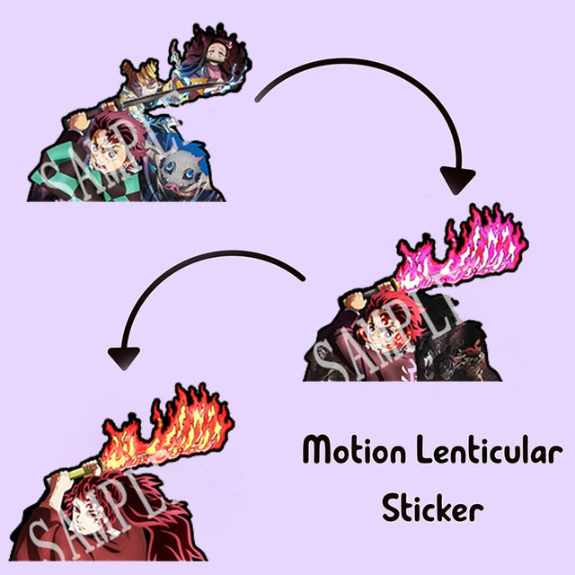 Demon Slayer Yoriichi/Tanjirou Motion Sticker Anime Lenticular Waterproof Decals for Car,Suitcase,Laptop,Refrigerator,Etc. Gift, everythinganimee