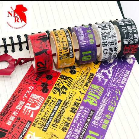 Neon Genesis Evangelion Tape Anime Decoration Tape Paper Cartoon Sticker Masking Tape Scrapbooking School Stationary Office Supplies Gift, everythinganimee