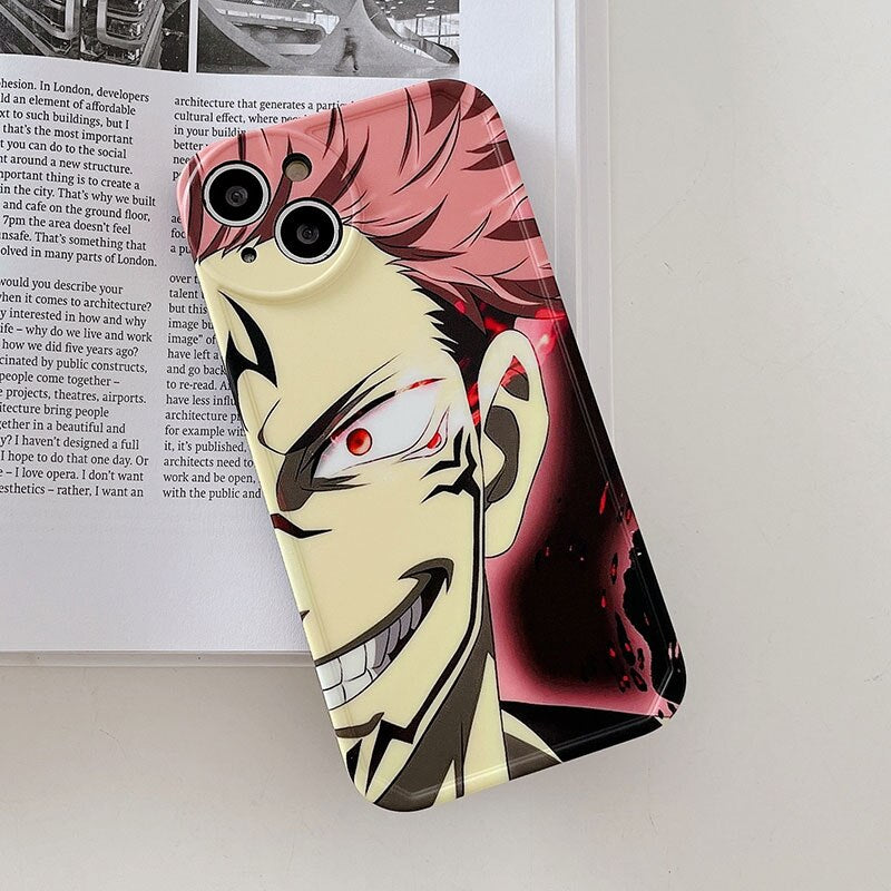 phone case featuring your favorite Jujutsu Kaisen characters, such as Yuji Itadori, Fushiguro Megumi on it. The case is compatible with iPhone 14, 13, 12, 11 Pro, X, Xs Max and XR.