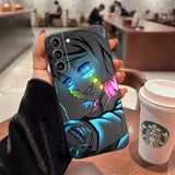 Demon Slayer Agatsuma Zenitsu For Samsung Galaxy S22 Ultra S21 S20 Plus FE Ultra Phone Case Black Shockproof Liquid Silicone,everythinganimee