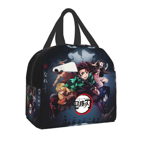 Demon Slayer Muichiro Tokito Insulated Lunch Bag for Women Kimetsu No Yaiba Cooler Thermal Bento Box School Food Storage Bag, everythinganimee