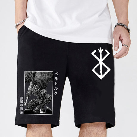 Men's Casual Sports Five Pants Anime Berserks Guts Hip Hop Skateboard Shorts Cartoon Graphics Shor Pants Plus Size Gym Shorts, everything animee