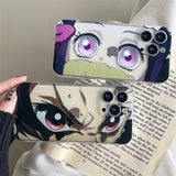 Cute Cartoon Japan Anime Demon Slayer Tanjirou Kamado Nezuko Protective Case For iPhone 14 13 12 11 Pro Max Luxury Laser Cover, everything animee