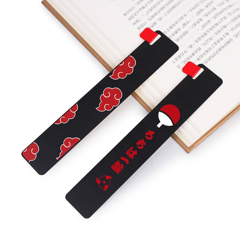 15CM Naruto Metal Bookmark Red Cloud Akatsuki Uchiha Sasuke Uchiha Itachi Ninja Animation Anime Metal Ruler Bookmark, everythinganimee