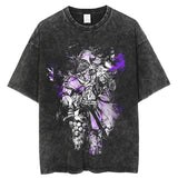 Anime JoJo's Bizarre Adventure Vintage Washed Tshirts jojo T Shirt Harajuku Oversize Tee Cotton fashion Streetwear, everything animee