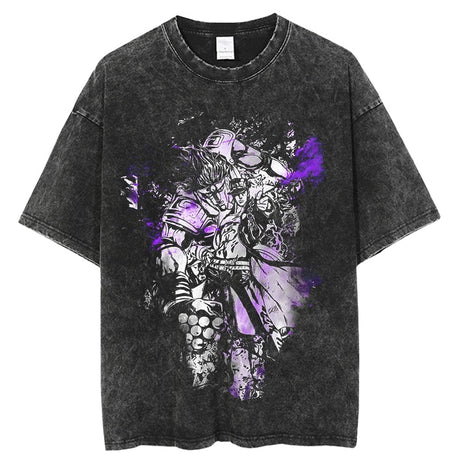 Anime JoJo's Bizarre Adventure Vintage Washed Tshirts jojo T Shirt Harajuku Oversize Tee Cotton fashion Streetwear, everything animee