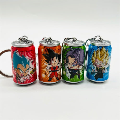 Dragon Ball Anime Keychain Son Goku Kakarotto Vegeta Trunks Keychain Cans Figure Toys Cartoon Keyring Children Gift Toys