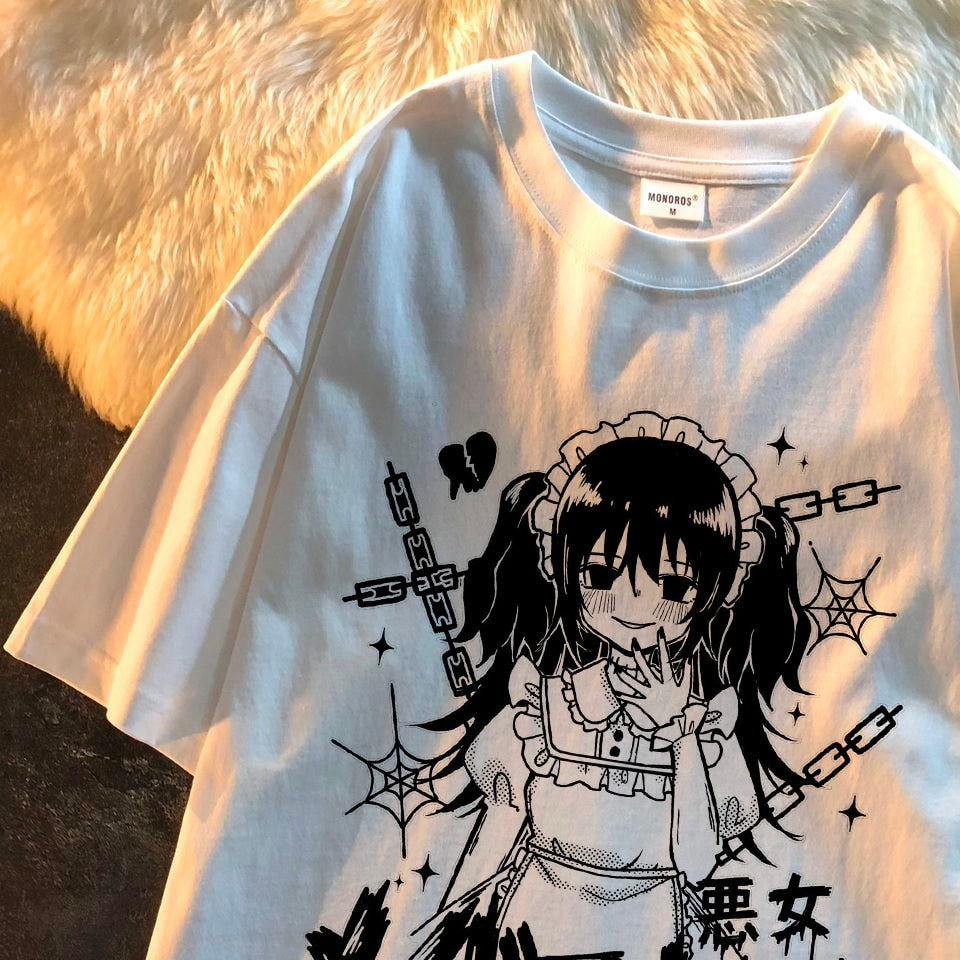 Reimu Hakurei Oversized t-shirt, 2022 new Women T shirt Y2k Gothic Vintage Short Sleeve T-shirt Female Harajuku fashion woman blouses 2022 Streetwear clothes Top, everythinganimee