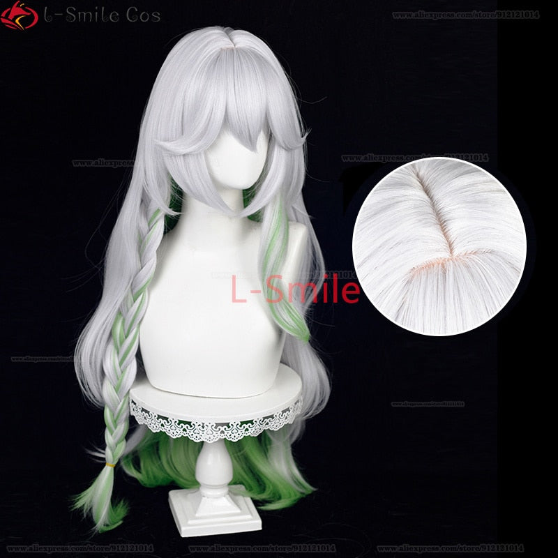 Nahida Cosplay Wig Genshin Impact Cosplay The Greater Lord Rukkhadevata Wig 100cm Long Gradient Wig Ear Heat Resistant Hair Wigs