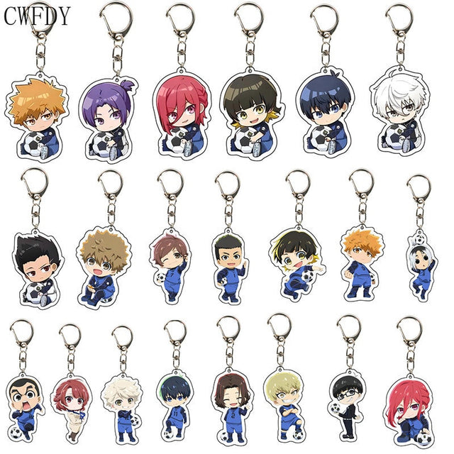 Anime BLUE LOCK Arcylic Keychain Cartoon Figures Isagi Yoichi Bachira Meguru Kawaii Key Chain Costume Accessories Birthday Gifts