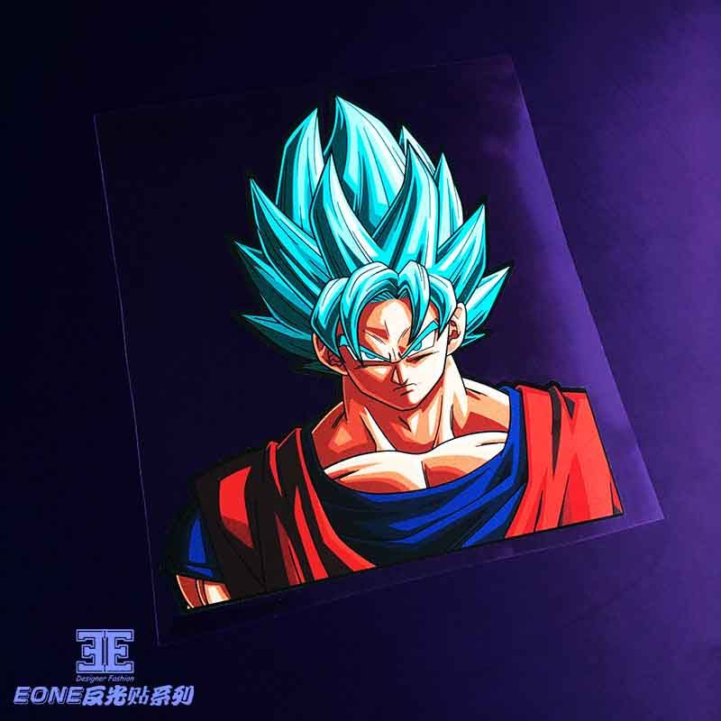 Anime Dragon Ball Z/GT/Super Car Sticker GokuVegeta Super Saiyan Lightning Reflective Holographic Waterproof Sticker Pull Flower , everythinganimee