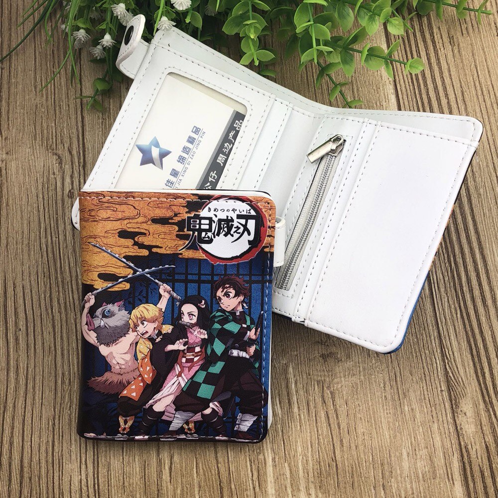 Anime Demon Slayer Soft Button Wallet Tomioka Giyuu Zipper Coin Card Purse, everythinganimee