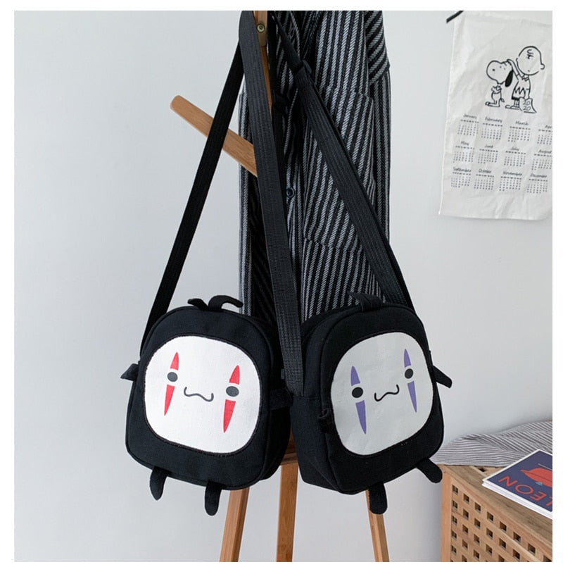 Cute Cartoon No Face Man Plush Messenger Bag Spirited Away Cosplay Anime Plush Bag Dolls Adjustable Strap Bag Gift for Girls