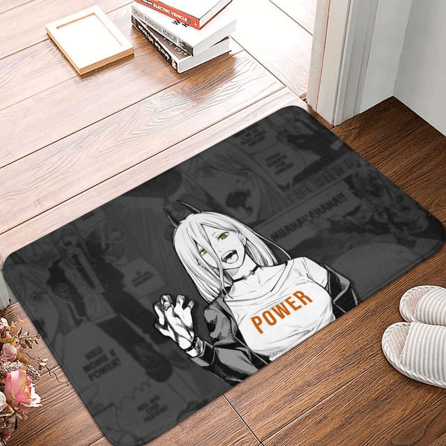 Manga Cut Non-slip Doormat Kitchen Mat Power Chainsaw Man Floor Carpet Entrance Door Rug Indoor Decor, everythinganimee