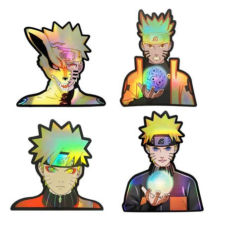 4 piece/set Holographic Stickers Naruto Laser Stickers Waterproof for Car Laptop Wholesale, everythinganimee