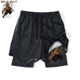 Anime Demon Slayer GYM Shorts 2 In 1 Summer Running Workout Male Breathable Mesh Zenitsu Sportswear Jogger Sports Shorts Men, everythinganimee