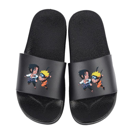 Naruto Anime Series Color Printing Red Cloud Uchiha Itachi Akatsuki Pattern Wearing Anti-Skid Soft Bottom One-Word Slipper, everythinganimee