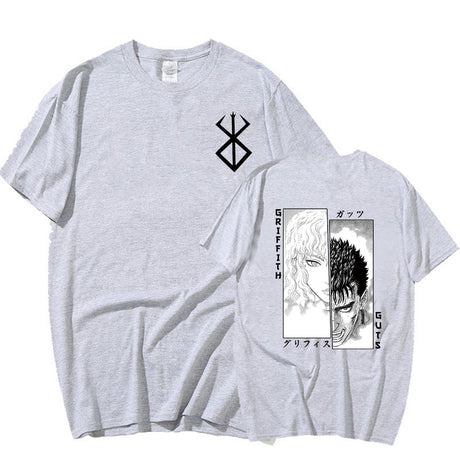 Get the ultimate anime look with our 2023 Men & Women's Berserk Guts & Griffith T-Shirts. Perfect for Harajuku fashion, Hip Hop style, or a casual summer look. High-quality print & comfortable fit. Order now!