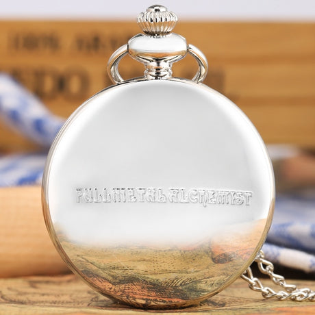 High Quality Full Metal Alchemist Silver Watch Pendant Men's Quartz Pocket Watches Japan Anime Necklace Gift edward elric state alchemist, everythinganimee